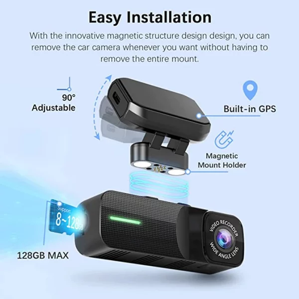 Hidden Car Dash Cam 158° Wide Angle Car Camera with GPS G-Sensor - Image 3