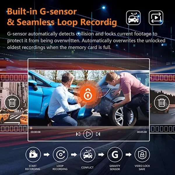 Hidden Car Dash Cam 158° Wide Angle Car Camera with GPS G-Sensor - Image 4